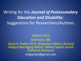Writing for JPED: Suggestions for Researchers/Authors