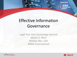 LegalTech Asia 2014: B4 - Effective Information Governance