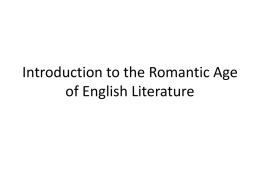 Introduction to the Romantic Age of English Literature