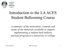 Student Ballooning Course (SBC) Overview