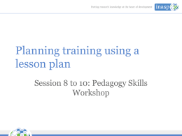 Planning training using a lesson plan - INASP