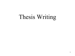 Thesis Writing - M S Ramaiah School of Advanced Studies