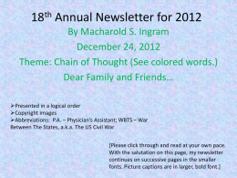2012 Annual Newsletter - M. Ingram's Photo Album