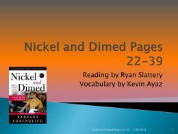 Nickel and Dimed Pages 22-39
