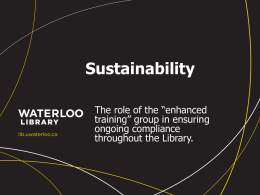 Sustainability - University of Waterloo