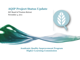 AQIP Project Status Update