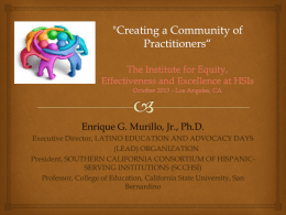 'Creating a Community of Practitioners“ The Institute for