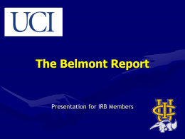 The Belmont Report - West Virginia University
