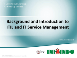 Background and Introduction to ITIL and IT Service Management