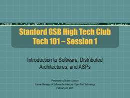 Stanford GSB High Tech Club Tech 101 – Session 1