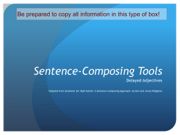 Sentence-Composing Tools - Sonoma Valley High School
