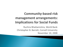 Community-based risk management arrangements: Implications