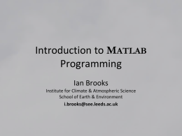 Introduction to MATLAB Programming