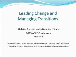 Managing Transitions - Habitat for Humanity New York State
