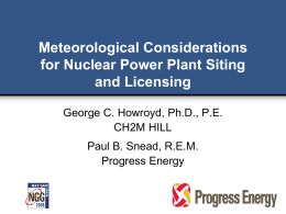 Meteorological Considerations for Nuclear Power Plant