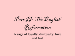 Part II: The English Reformation