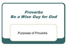 Proverbs - Be a Wise Guy for God