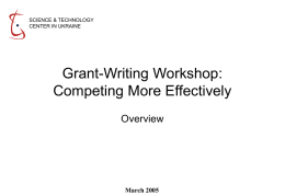 Grant-Writing Workshop: Competing More Effectively