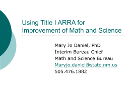 Using Title I ARRA for Improvement of Math and Science