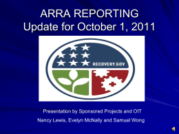 ARRA REPORTING Update for October 1, 2011