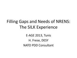 Filling Gaps and Needs of NRENS – The SILK Experience