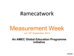 Measurement Week w/c 15th September, 2014