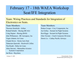 February 17 - 18th WAEA Workshop Seat/IFE Integration