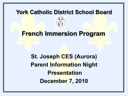 York Catholic District School Board French Immersion