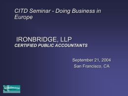 Doing Business in Europe Accounting
