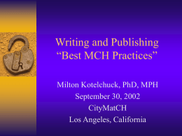 Publishing and the MCH Journal