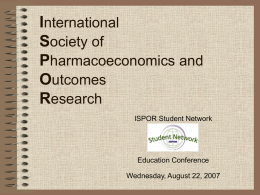 ISPOR International Society of Pharmacoeconomics and