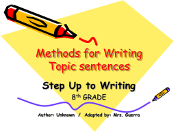 Methods for Writing Topic sentences