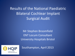 Results of the National Paediatric Bilateral Cochlear