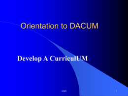 Orientation to DACUM