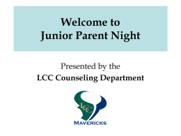 Welcome to Junior Parent Night - La Costa Canyon