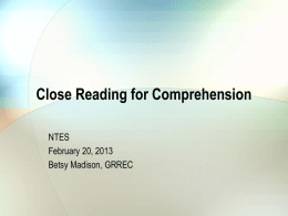 Close Reading for Comprehension