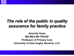 The role of the public in quality assurance for family