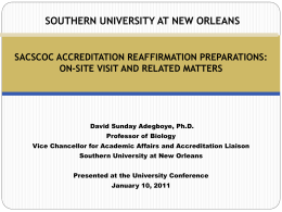 SOUTHERN UNIVERSITY AT NEW ORLEANS SACSCOC …