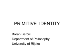 PRIMITIVE IDENTITY - Ruđer Bošković Institute
