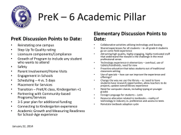 PreK – 6 Academic Pillar