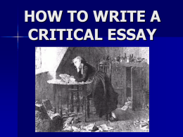 The Critical Essay