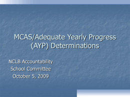 Preparing for the 2007 Adequate Yearly Progress (AYP