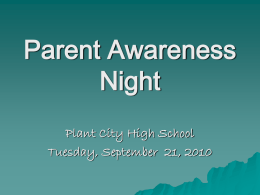 Parent Awareness Night - Plant City High School