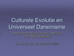 Culturele Evolutie en Universeel Darwinisme