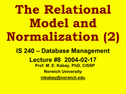 The Relational Model and Normalization (2)