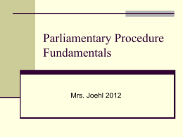 Parliamentary Procedure Fundamentals