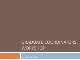 Graduate Coordinators Workshop