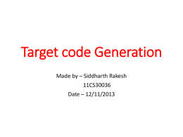 Target code Generation - Indian Institute of Technology
