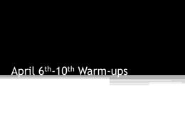 April 6th-10th Warm-ups - North Bend Middle School
