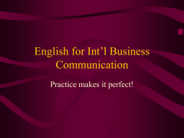 English for Int’l Business Communication